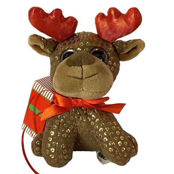 Christmas Decorations Tabletop Glitter Tree Lights Up Large Plush Reindeer NEW - Picture 2 of 4